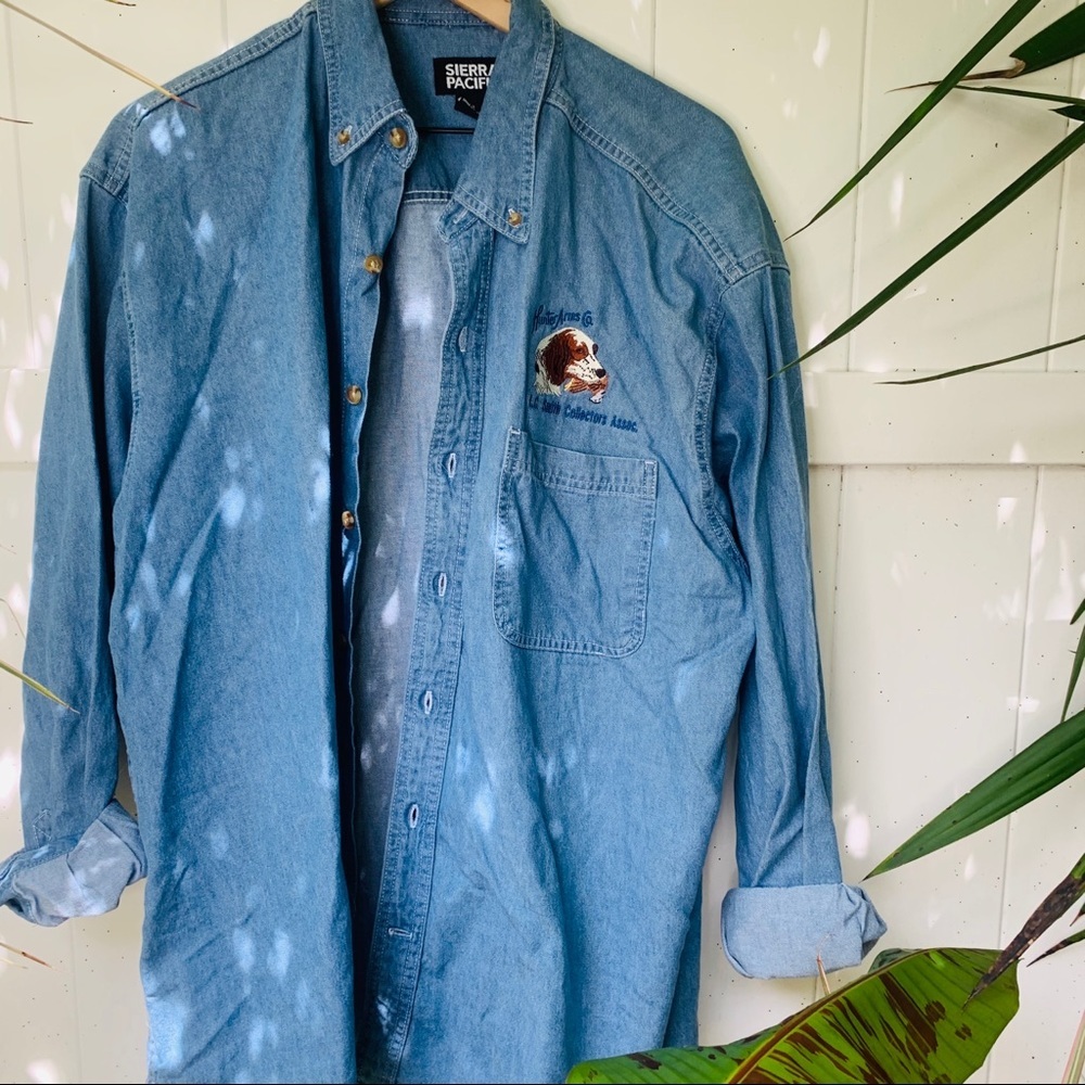 VINTAGE vsco 90s chambray hunting button up popover - Picture 5 of 9